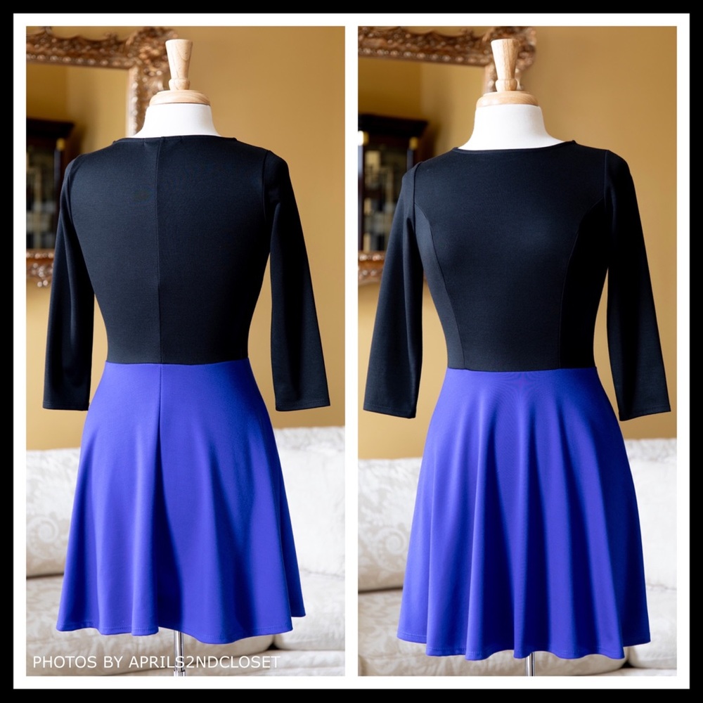 A-LINE KNIT FLOWY 3/4 QUARTER LONG SLEEVES RETRO MINI DRESS A2C - Picture 2 of 6